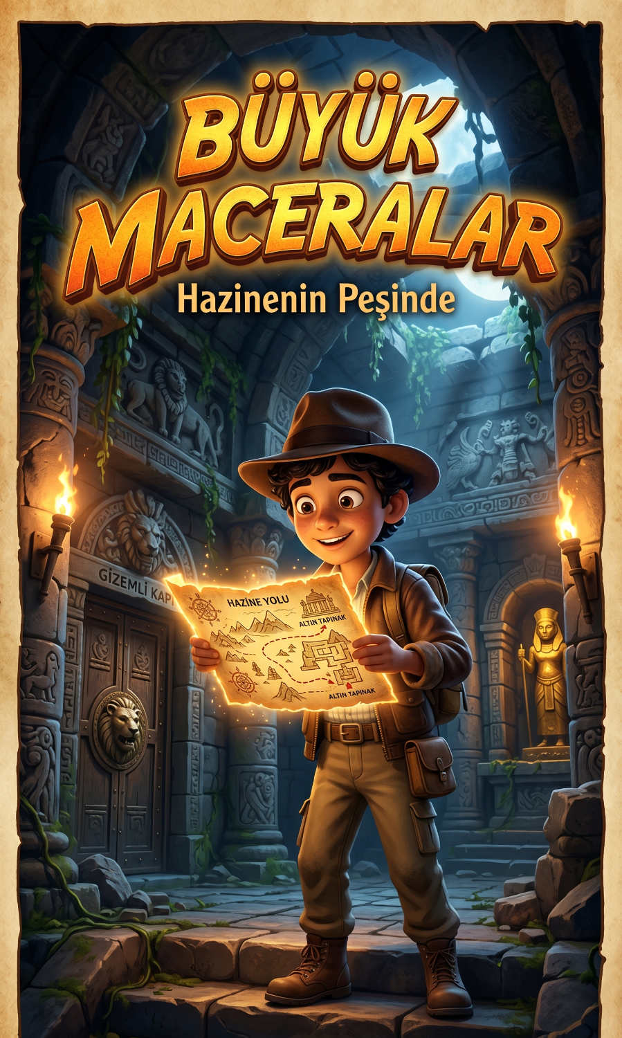 Kitap sayfalarında kendi yüzünü gören çocuk